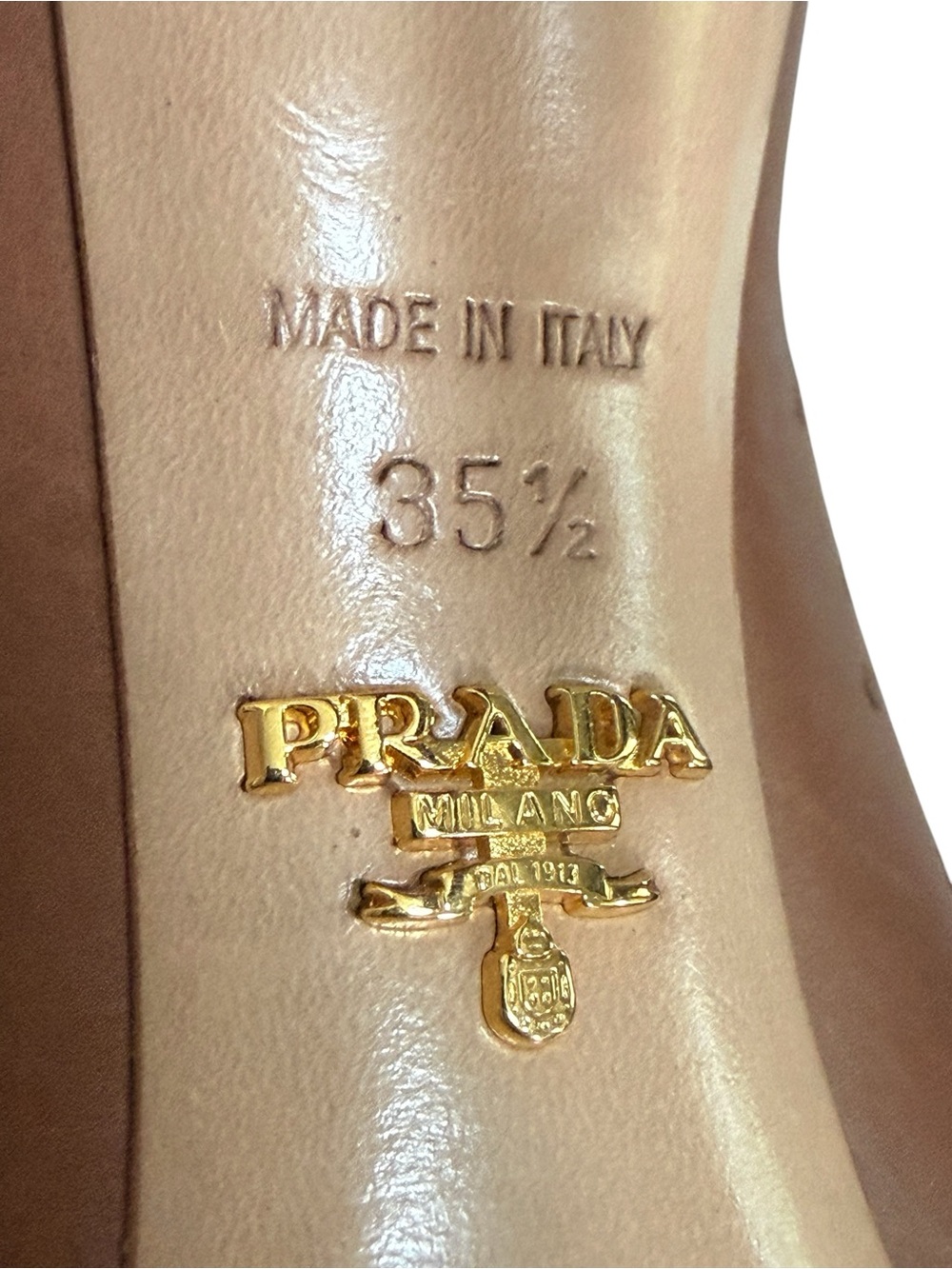 Authentic Prada Tan Perforated Peep-Toe High Heel Booties! Size 5.5 / 35.5 (EU) - Picture 14 of 14
